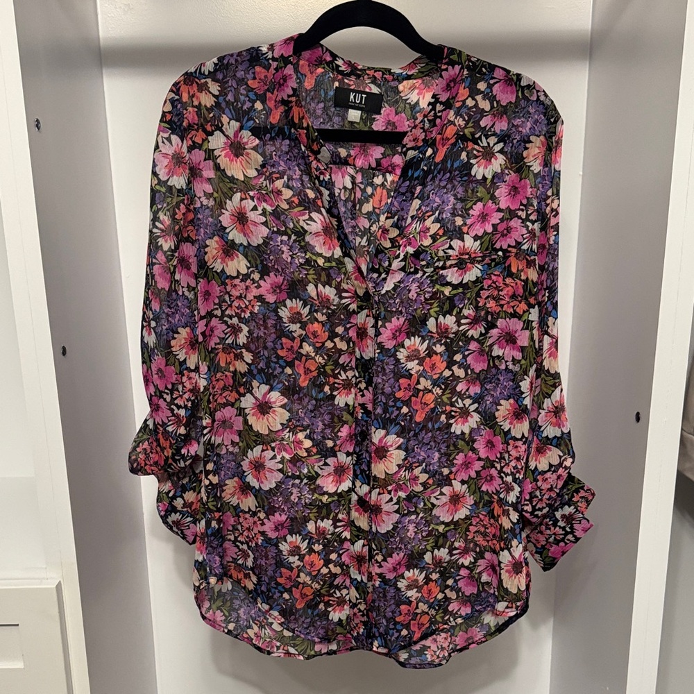 Kut from the Kloth Floral Blouse - Pink and Purple